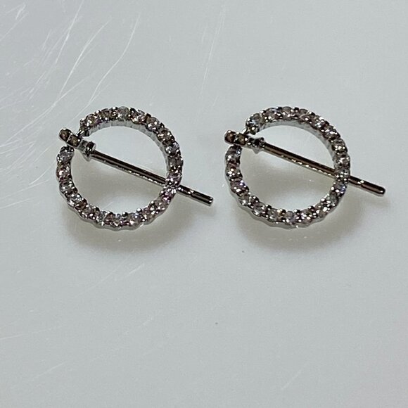 Sterling Silver Cubic Zirconia Circle Stud Earrings - Picture 1 of 10